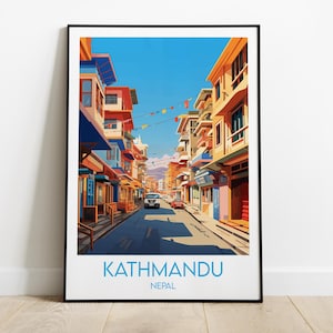 Reisafdruk Kathmandu - poster Nepal - aangepaste gepersonaliseerde bruiloft verjaardagscadeau