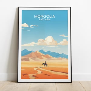 Mongolia Travel Print - East Asia Poster - Custom Personalised Wedding Birthday Gift