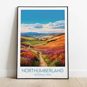 Northumberland National Park Travel Print - England Poster - Custom Personalised Wedding Birthday Gift