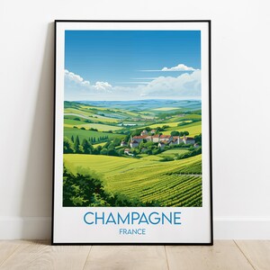 Champagne Vineyards Travel Print - France Poster - Custom Personalised Wedding Birthday Gift