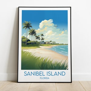 Sanibel Island Reisedruck - Florida Poster - Individuell personalisiertes Hochzeit Geburtstagsgeschenk