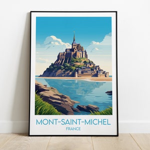 Mont Saint-Michel Travel Print - France Poster - Custom Personalised Wedding Birthday Gift