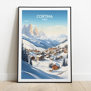 Cortina d&#39;Ampezzo Travel Print - Italy Ski Poster - Custom Personalised Wedding Birthday Gift
