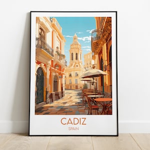 Impression de voyage Cadix - Poster Espagne - Cadeau d'anniversaire de mariage personnalisé