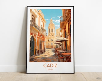Impresión de viaje a Cádiz - Póster de España - Regalo personalizado de boda o cumpleaños