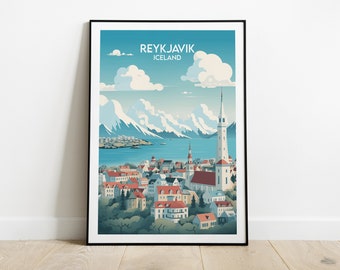 Reykjavik Travel Print - Islandia Plakat - Spersonalizowany prezent ślubny na urodziny