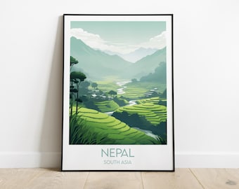 Nepal Travel Print - South Asia Poster - Custom Personalised Wedding Birthday Gift