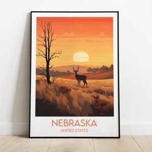 Nebraska Travel Print - United States Poster - Custom Personalised Wedding Birthday Gift
