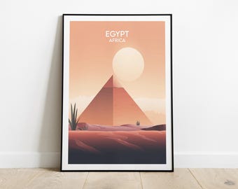 Egypt Travel Print - Pyramids Poster - Custom Personalised Wedding Birthday Gift