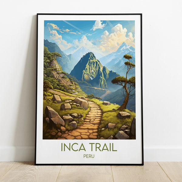Inca Trail Travel Print - Affiche du Pérou - Cadeau d’anniversaire de mariage personnalisé personnalisé