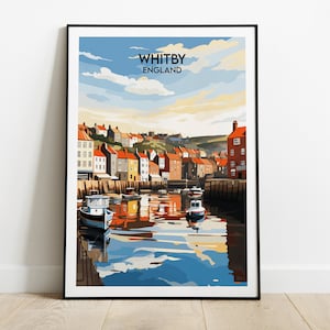 Whitby Travel Print - England Poster - Custom Personalised Wedding Birthday Gift