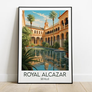 Seville Alcazar Reisedruck - Spanien Poster - Individuelles personalisiertes Hochzeit Geburtstagsgeschenk