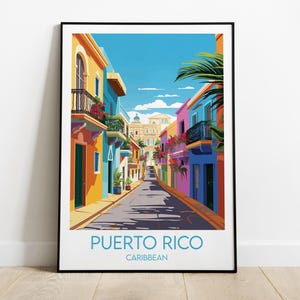 Puerto Rico Travel Print - Caribbean Poster - Custom Personalised Wedding Birthday Gift