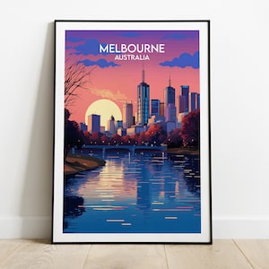 Melbourne Travel Print - Australia Poster - Custom Personalised Wedding Birthday Gift