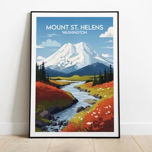 Mount St Helens Travel Print - Washington Poster - Custom Personalised Wedding Birthday Gift