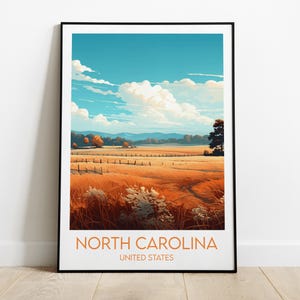 North Carolina Travel Print - United States Poster - Custom Personalised Wedding Birthday Gift