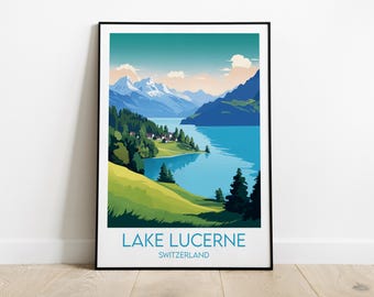 Vierwaldstättersee Reisedruck - Schweiz Poster - Individuell personalisiertes Hochzeit Geburtstagsgeschenk