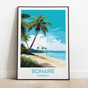 Impression de voyage Bonaire - Poster Caraïbes - Cadeau d'anniversaire de mariage personnalisé