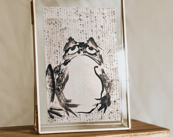 Japanese Sad Frog Print Wall Art Poster | A3 A4 A5 | Classic Home
