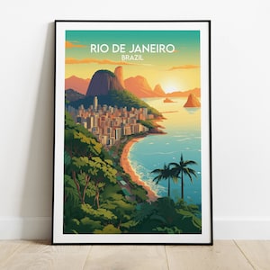 Impresión de viaje a Río de Janeiro - Póster de Brasil - Regalo personalizado para bodas y cumpleaños