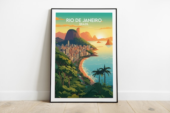 Rio De Janeiro Travel Print - Brazil Poster - Custom Personalised Wedding Birthday Gift