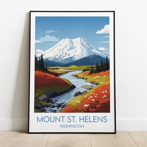 Mount St Helens Travel Print - Washington Poster - Custom Personalised Wedding Birthday Gift