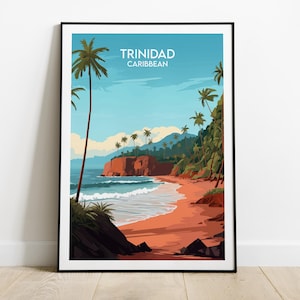 Trinidad Travel Print - Caribbean Poster - Custom Personalised Wedding Birthday Gift
