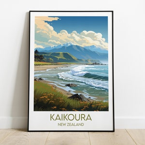 Kaikoura Travel Print - New Zealand Poster - Custom Personalised Wedding Birthday Gift