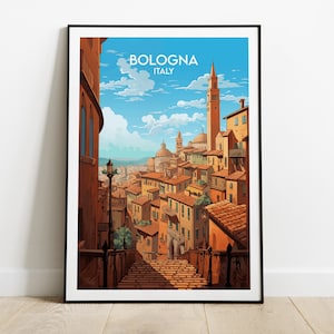 Impression de voyage à Bologne - Poster Italie - Cadeau d'anniversaire de mariage personnalisé