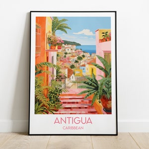 Impression de voyage Antigua - Poster Caraïbes - Cadeau d'anniversaire de mariage personnalisé