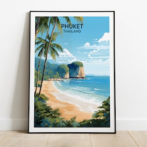 Phuket Travel Print - Thailand Poster - Custom Personalised Wedding Birthday Gift