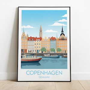 Copenhagen Travel Print - Denmark Poster - Custom Personalised Wedding Birthday Gift