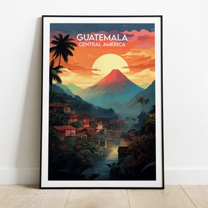 Guatemala Travel Print - Central America Poster - Custom Personalised Wedding Birthday Gift