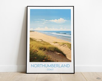 Northumberland Travel Print - UK National Park Poster - Custom Personalised Wedding Birthday Gift