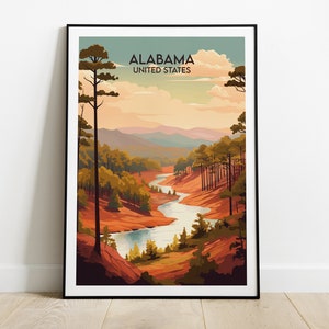 Alabama Travel Print - United States Poster - Custom Personalised Wedding Birthday Gift
