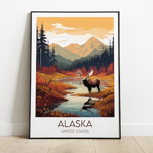 Impression de voyage en Alaska - Poster États-Unis - Cadeau d'anniversaire de mariage personnalisé