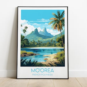 Impression de voyage Moorea - Poster Polynésie française - Cadeau d&#39;anniversaire de mariage personnalisé