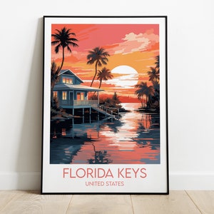 Florida Keys Travel Print - United States Poster - Custom Personalised Wedding Birthday Gift