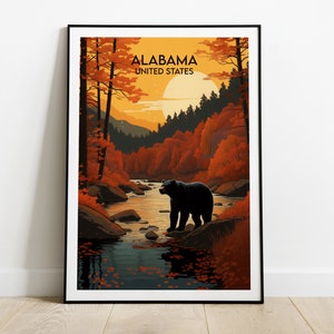 Alabama Travel Print - United States Poster - Custom Personalised Wedding Birthday Gift