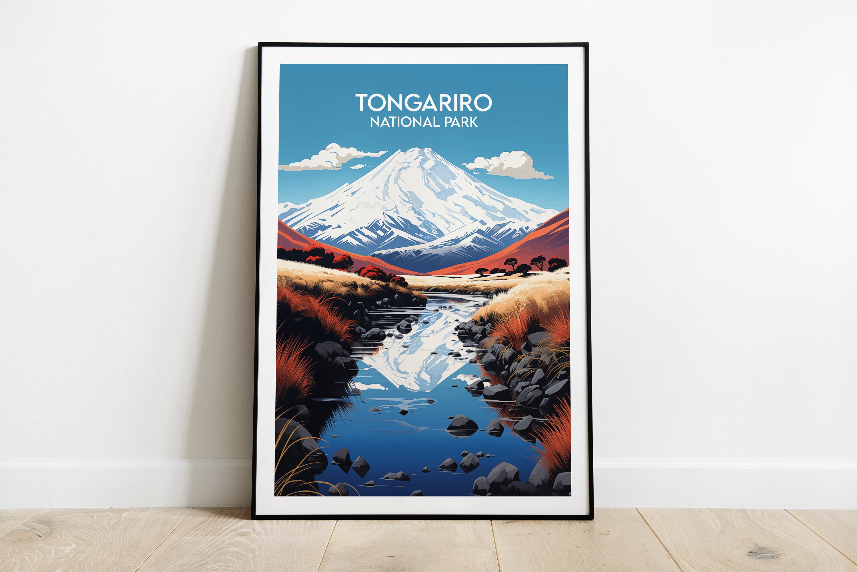 Tongariro National Park Travel Print - New Zealand Poster - Custom Personalised Wedding Birthday Gift