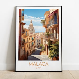 Impression de voyage Malaga - Poster Espagne - Cadeau d'anniversaire de mariage personnalisé