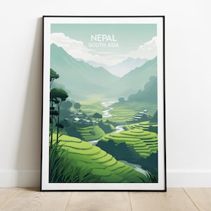 Nepal Travel Print - South Asia Poster - Custom Personalised Wedding Birthday Gift