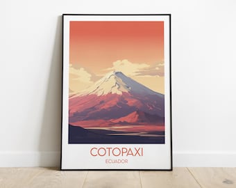 Impresión de viaje al Cotopaxi - Póster de Ecuador - Regalo personalizado para bodas y cumpleaños