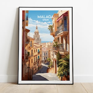 Malaga Travel Print - Spanien Poster - Individuell personalisiertes Hochzeit Geburtstagsgeschenk