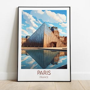 Reisafdruk Louvre Parijs - poster Frankrijk - aangepaste gepersonaliseerde bruiloft verjaardagscadeau