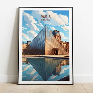 Reisafdruk Louvre Parijs - poster Frankrijk - aangepaste gepersonaliseerde bruiloft verjaardagscadeau