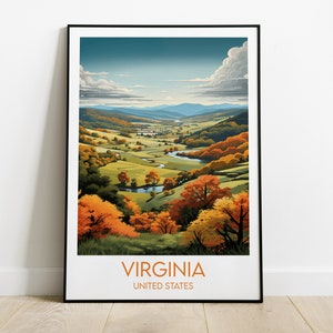 Virginia Travel Print - United States Poster - Custom Personalised Wedding Birthday Gift