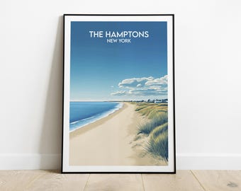 The Hamptons Travel Print - New York State Poster - Custom Personalised Wedding Birthday Gift