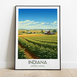 Indiana Travel Print - United States Poster - Custom Personalised Wedding Birthday Gift