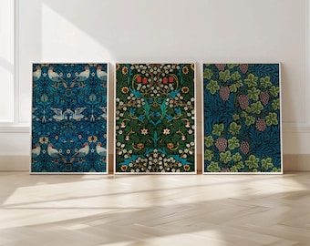 William Morris Zestaw 3 Wydruków - William Morris Wall Art - Plakaty Z Wzorami Kwiatowymi